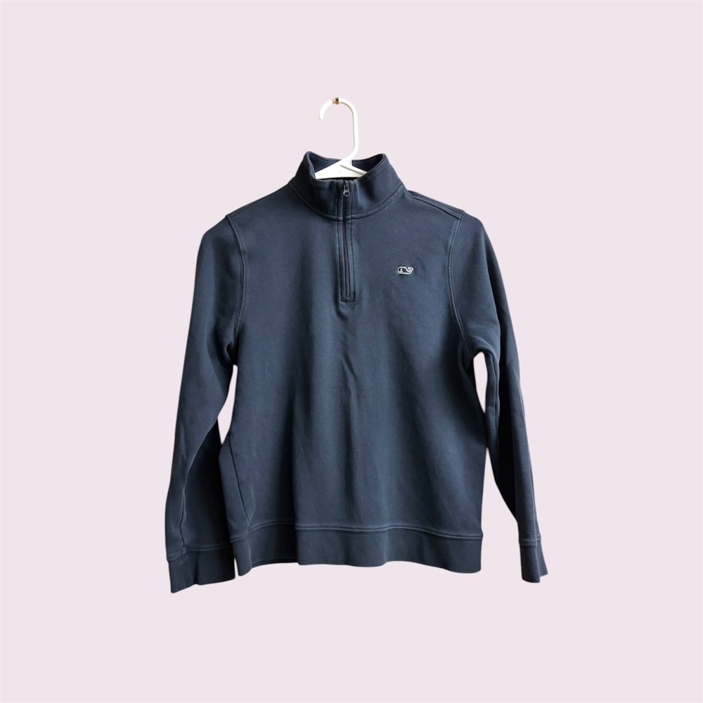 Vineyard Vines Boys Cotton Quarter Zip Pullover in Navy Size Large
